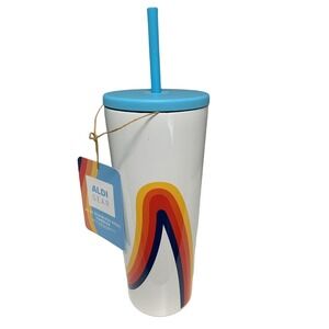 NEW! Aldi Gear 2024 White Rainbow Stainless Steel 24oz Tumbler